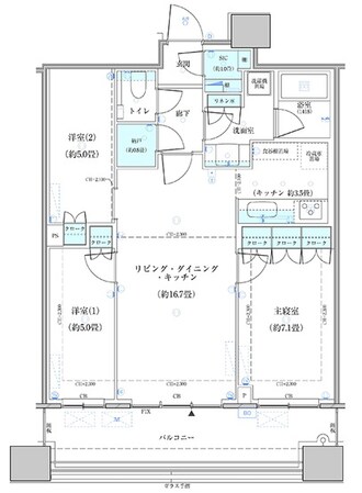 勝どき駅 徒歩1分 45階の物件間取画像